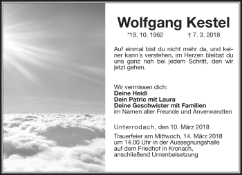 Traueranzeige von Wolfgang Kestel von Neue Presse Coburg