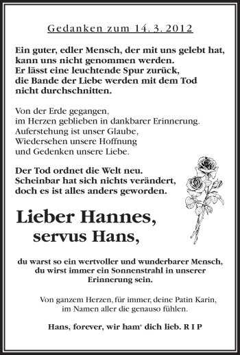 Traueranzeige von Hannes  von Frankenpost