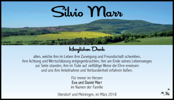 Traueranzeige von Silvio Marr von Südthüringer Presse