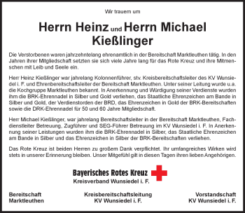 Traueranzeige von KießlingerMichael KießlingerHeinz Josef von Frankenpost