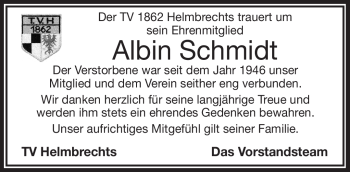 Traueranzeige von Albin Schmidt von Frankenpost