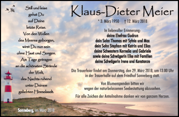 Traueranzeige von Klaus-Dieter Meier von Südthüringer Presse