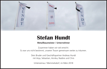 Traueranzeige von Stefan Hundt von Neue Presse Coburg