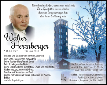 Traueranzeige von Walter Herrnberger von Südthüringer Presse