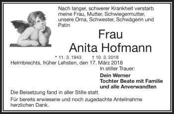 Traueranzeige von Hofmann Anita von Frankenpost