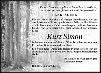 Traueranzeige von Kurt Simon von Südthüringer Presse