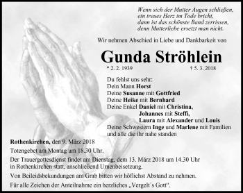 Traueranzeige von Gunda Ströhlein von Neue Presse Coburg