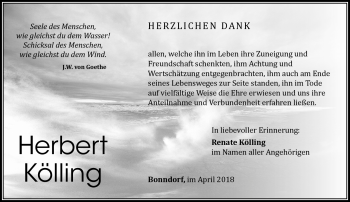 Traueranzeige von Herbert Kölling von Südthüringer Presse
