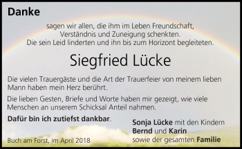 Traueranzeige von Siegfried Lücke von Neue Presse Coburg