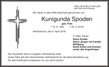 Traueranzeige von Kunigunda Spoden von Frankenpost