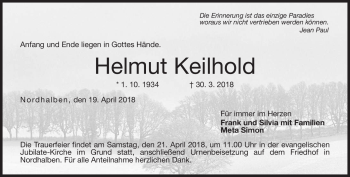 Traueranzeige von Helmut Keilhold von Neue Presse Coburg