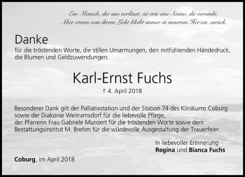 Traueranzeige von Karl-Ernst Fuchs von Neue Presse Coburg