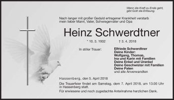 Traueranzeige von Heinz Schwerdtner von Neue Presse Coburg