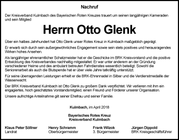 Traueranzeige von Otto Glenk von Frankenpost