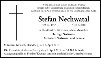 Traueranzeige von Stefan Nechwatal von Neue Presse Coburg