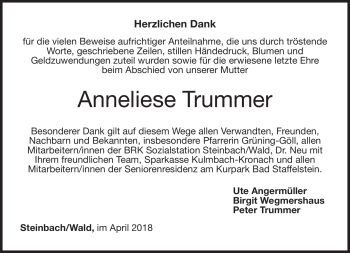 Traueranzeige von Anneliese Trummer von Neue Presse Coburg