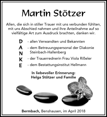 Traueranzeige von Martin Stötzer von Südthüringer Presse