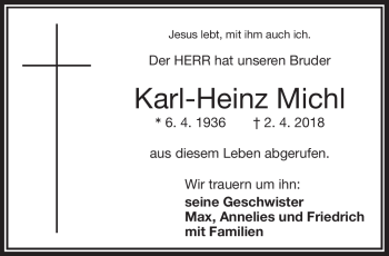 Traueranzeige von Karl-Heinz Michl von Frankenpost