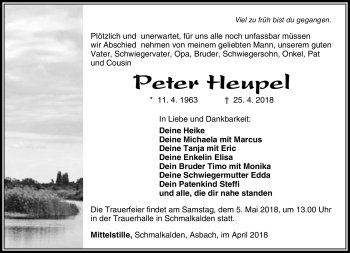 Traueranzeige von Peter Heupel von Südthüringer Presse