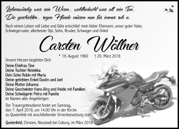 Traueranzeige von Carsten Wöllner von Südthüringer Presse