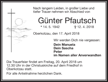 Traueranzeige von Günter Pfautsch von Frankenpost