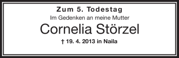 Traueranzeige von Cornelia Störzel von Frankenpost