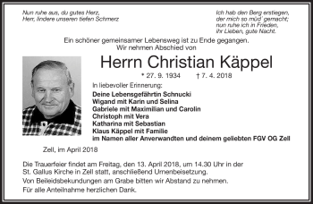 Traueranzeige von Christian Käppel von Frankenpost