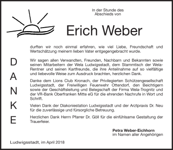 Traueranzeige von Erich Weber von Neue Presse Coburg