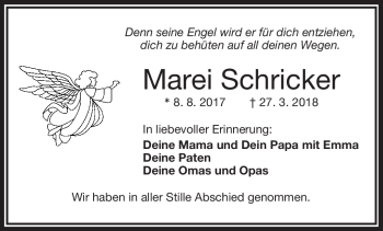 Traueranzeige von Marei Schricker von Frankenpost