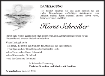 Traueranzeige von Horst Schreiber von Südthüringer Presse