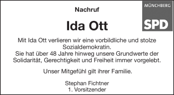 Traueranzeige von Ida Ott von Frankenpost