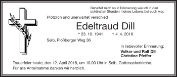 Traueranzeige von Edeltraud Dill von Frankenpost