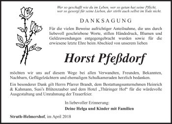 Traueranzeige von Horst Pfeßdorf von Südthüringer Presse