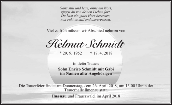 Traueranzeige von Helmut Schmidt von Südthüringer Presse