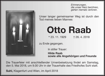 Traueranzeige von Otto Raab von Südthüringer Presse