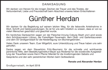 Traueranzeige von Günther Herdan von Neue Presse Coburg