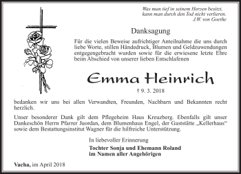 Traueranzeige von Emma Heinrich von Südthüringer Presse