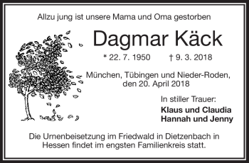 Traueranzeige von Dagmar Käck von Frankenpost