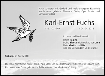 Traueranzeige von Karl-Heinz Fuchs von Neue Presse Coburg