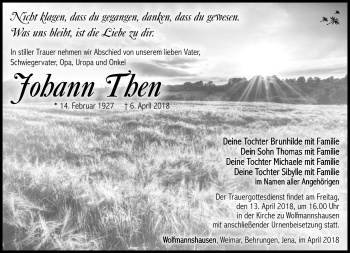 Traueranzeige von Johann Then von Südthüringer Presse