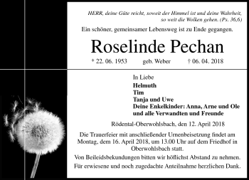 Traueranzeige von Roselinde Pechan von Neue Presse Coburg