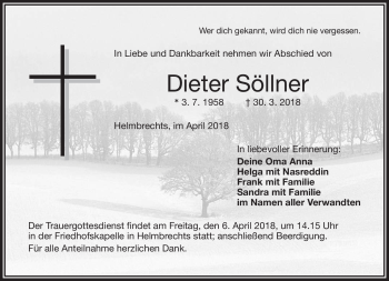 Traueranzeige von Dieter Söllner von Frankenpost