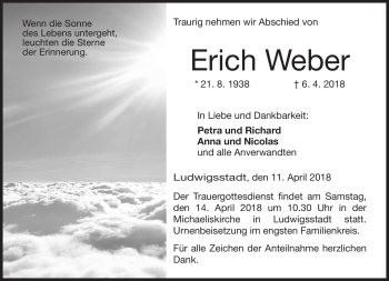 Traueranzeige von Erich Weber von Neue Presse Coburg