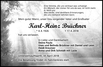 Traueranzeige von Karl-Heinz Brückner von Neue Presse Coburg