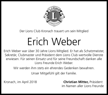 Traueranzeige von Erich Weber von Neue Presse Coburg