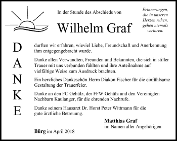 Traueranzeige von Wilhelm Graf von Neue Presse Coburg