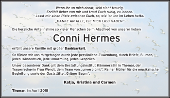 Traueranzeige von Conni Hermes von Südthüringer Presse