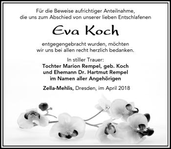 Traueranzeige von Eva Koch von Südthüringer Presse