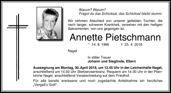 Traueranzeige von Annette Pietschmann von Frankenpost