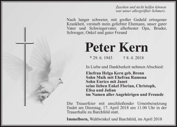 Traueranzeige von Peter Kern von Südthüringer Presse